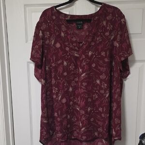Torrid Burgundy Floral Blouse